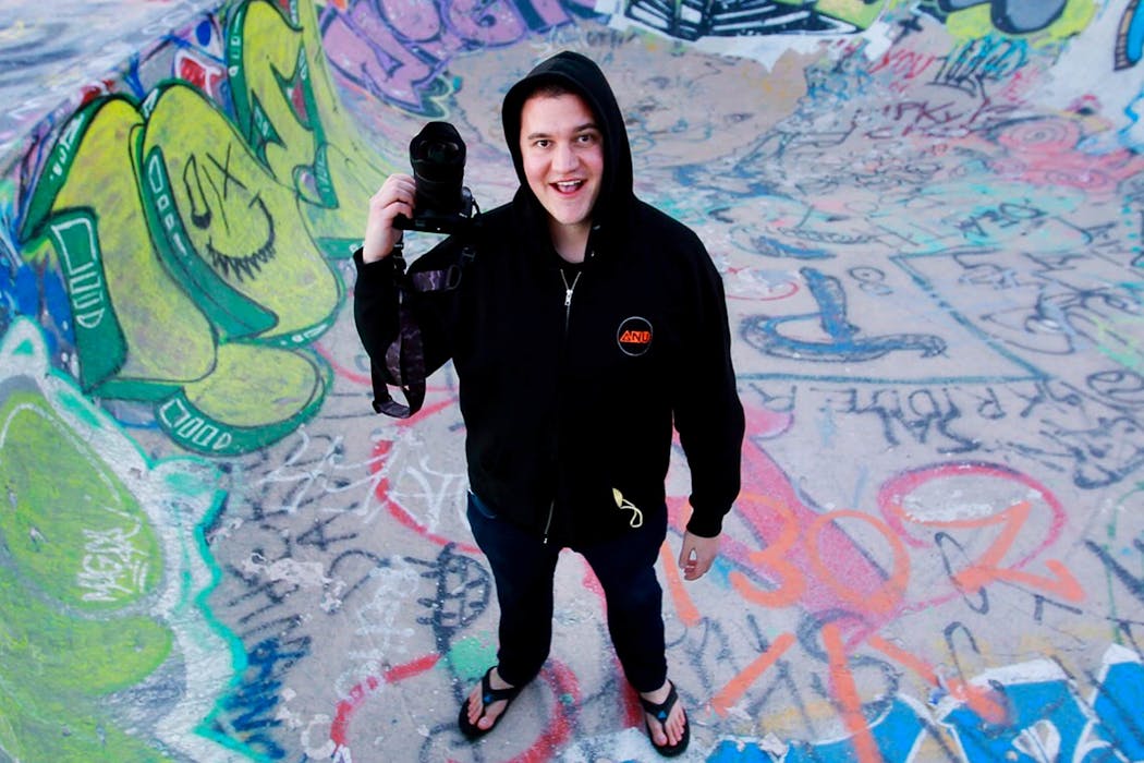 Phil Oliver photographing some vagabond skateboarders in the desert, Palm Springs, California
